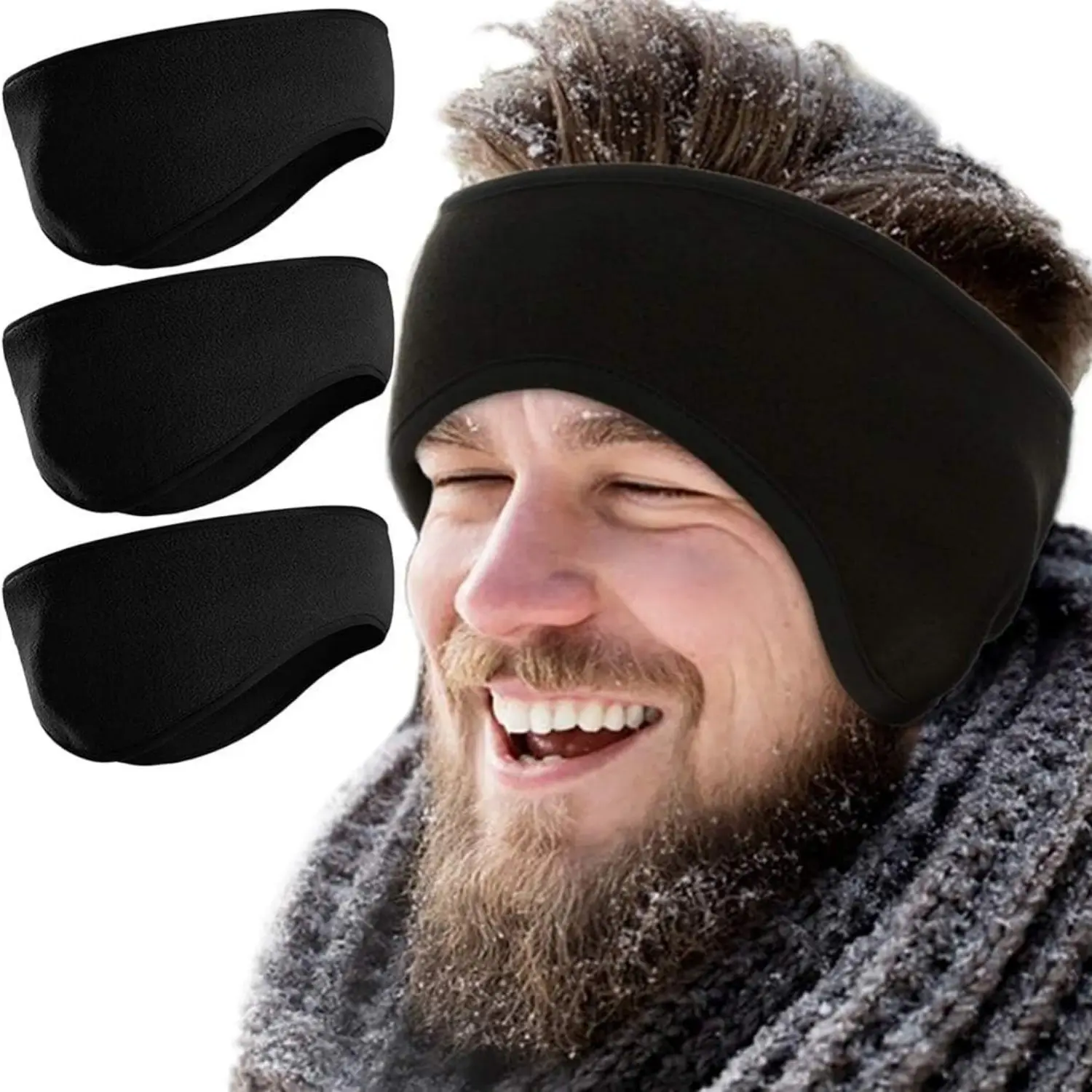 3-Pcs Unisex Fleece Ear Muffs - Winter Cold-Weather Headband Ear Muffs, Ideal for Running, Skiing in Cold Conditions Fleece Men's Ear Muffs, Winter Running, Yoga, Skiing, Cycling, Cycling Ear Muffs