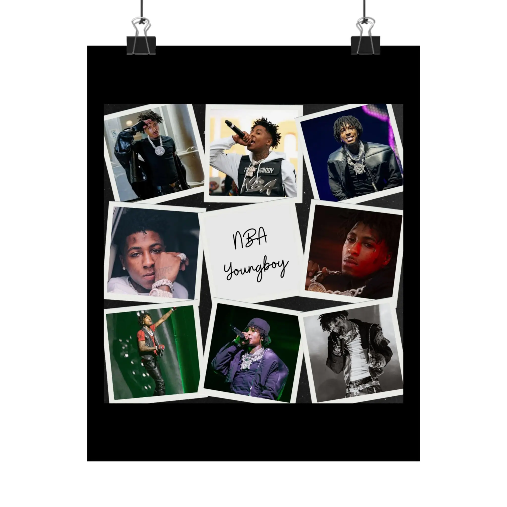 YoungBoy NBA Collage Poster — Matte Vertical Music Artist Wall Art