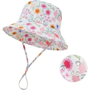 KHB22 Baby Sun Hat 0-6 Years Boys Girls Adjustable Baby Bucket Hats UPF 50+ Wide Brim for Beach, Swim, Fishing, Camping