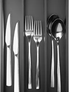 Cutlery Organizer in drawer Flatware Organizer Tray (Black 4 Slots) Boxes