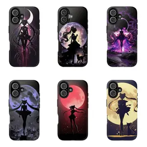 Shadow Anime Sailor Moon Usagi Phone Case for iPhone 17-7 Pro Max Plus & Samsung Galaxy S26-S21 Ultra Plus - Silhouette Moon Celestial Aesthetic Phone Cover unisex