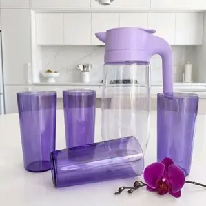 Pitcher and glasses set in a lilac shade Pitcher and glasses set in a lilac shade