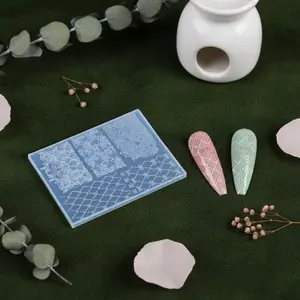 Lace Nail Stamping Plates, Vintage Bow Rhombus Grid Butterfly, Retro Fairy Style, Easy Demold, Reusable, DIY Nail Art Stencil