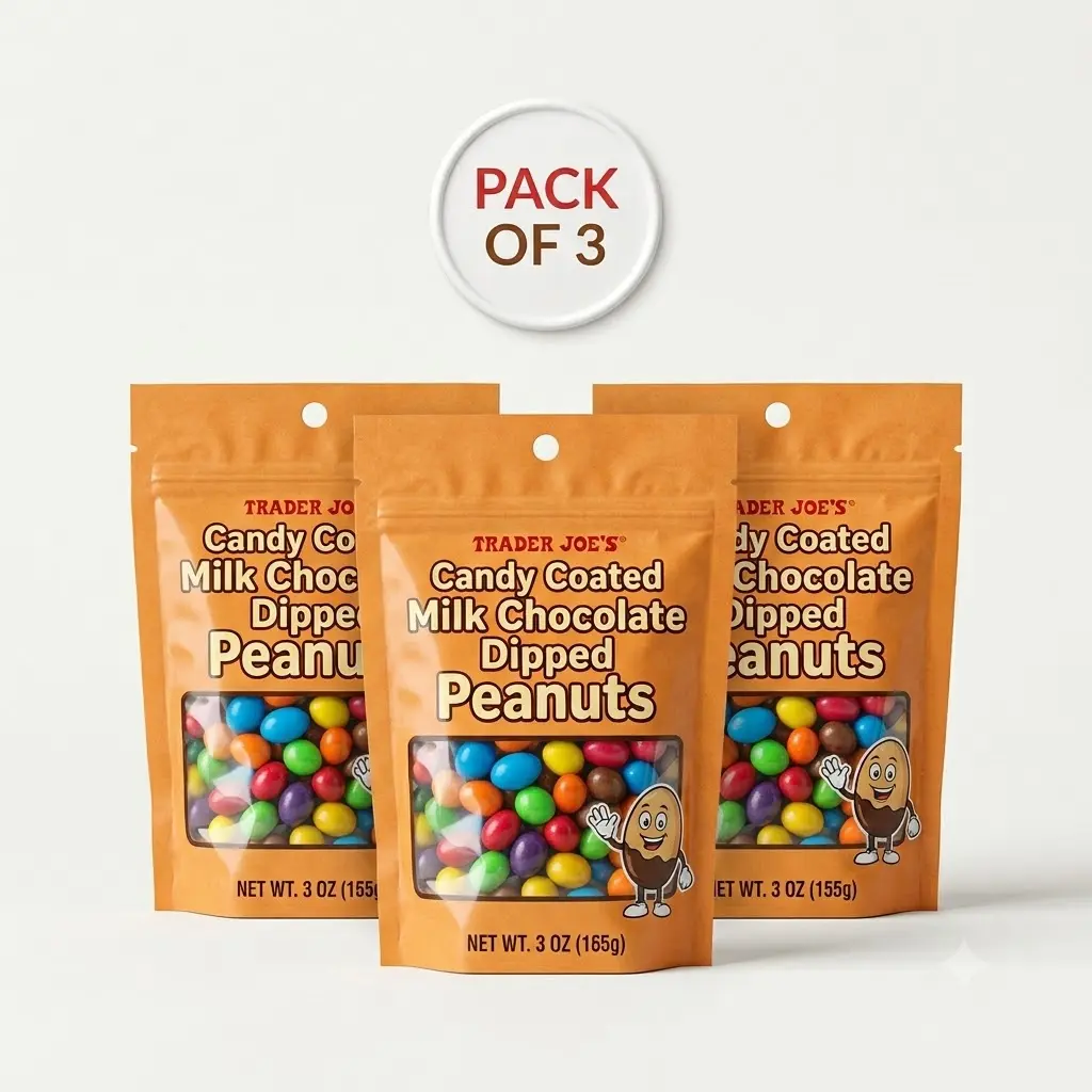 Trader Joe's Candy Coated Milk Chocolate Dipped Peanuts - Pack of 3, 3 oz Each, Sweet Snack Treats