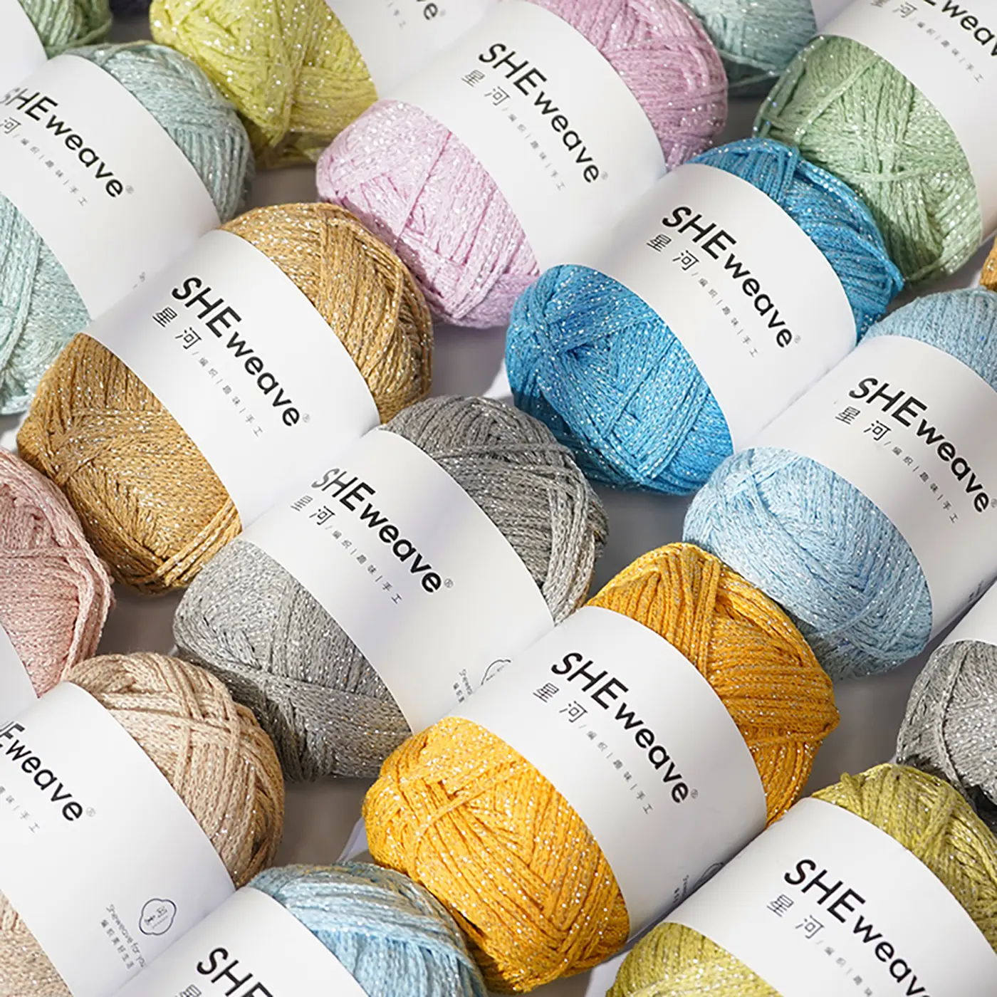Galaxy Silver Shimmer Cotton Cord Yarn, 100% Natural Cotton Hollow Crochet Cord for DIY Bags, Handmade Crafts & Accessories