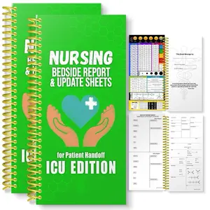 Nursing ICU Edition Report & Update Sheets - 120 Perforated Sheets with Built-In Elastic Band for Secure Closure & ICU-Specific Prompts for Critical Care Nurses