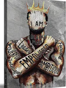 African American Wall Decor Motivational Black Art Black Man Positive Quotes Poster Boys Bedroom Home Inspirational Office Encouragement Gifts for Men Positive Affirmations Picture Unframed