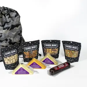 Damn Man Charcuterie Meat & Cheese Gift Bag – Standard or Deluxe | Gourmet Snacks & Mixed Nuts in Camo Backpack | High-Quality Meats, Cheeses, and Roasted Nuts for Any Occasion