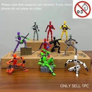 Multi-Jointed Action Figure Doll with Random Weapon, 3D Printed Robot Building Toy, DIY Stress Relief Puzzle Model, Suitable for Ages 3+, Model Set