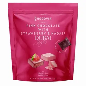 Chocovia Pink Chocolate with Strawberry & Kadaif Dubai Style 22 oz - Tailored to Taste Crafted for You