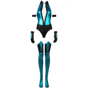 Game Cosplay Kitana Costume Women Kitana Blue Sexy Jumpsuit Outfit
