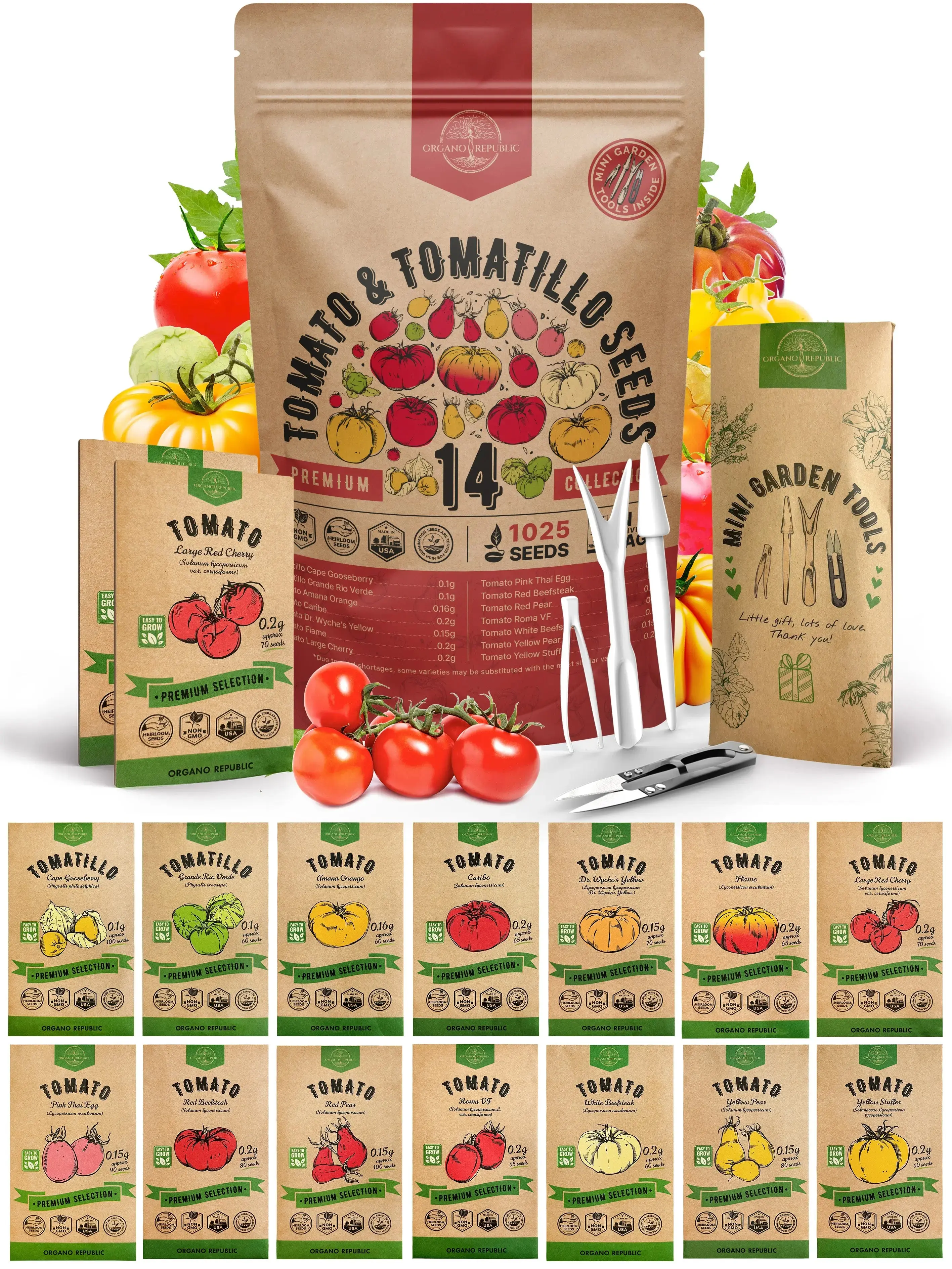 Tomato & Tomatillo Seeds Variety Pack – Non-GMO Heirloom