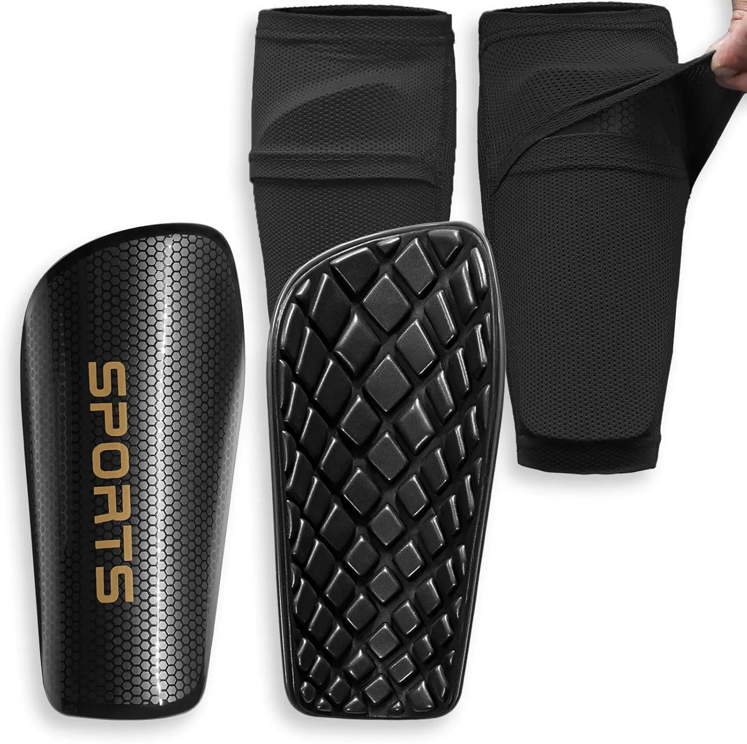 Soccer Shin Guards for  Youth Adults - Shin Pads and Sleeves with Optimized Insert Pocket for Boys Girls Men Women for Football  - Protective Soccer Equipment