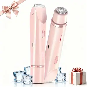 Women's Electric Bikini Trimmer & Body Shaver Dual Head Ceramic Blades Painless Wet Dry Use for Face Body Quick Smooth Cordless USB Fast Charge Gift Daily Water Proof
