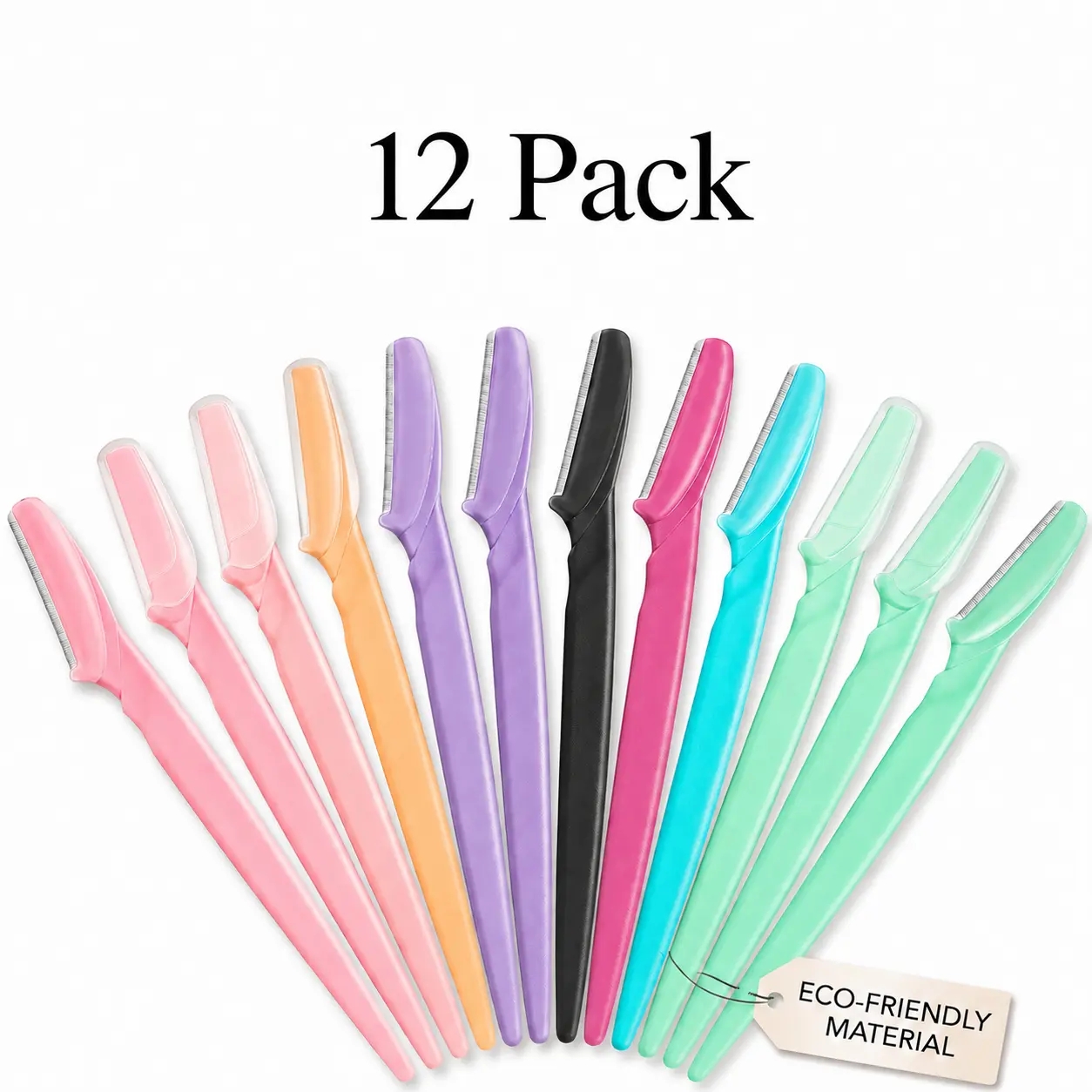 12 Pack Eyebrow Razor for Women, Facial Hair Remover Dermaplaning Tool, Precision Eyebrow Trimmer Shaver, Face Razor for Peach Fuzz, Upper Lip, Chin, Brow Shaping, Exfoliating Beauty Tool with Safety Cover
