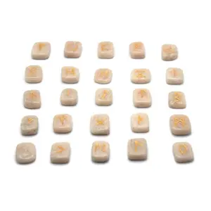 Auras by Osiris - Rune Gemstones Set with Engraved Elder Futhark Alphabet Divination, Crystal Healing Chakra (04: Moonstone Rune Sets)