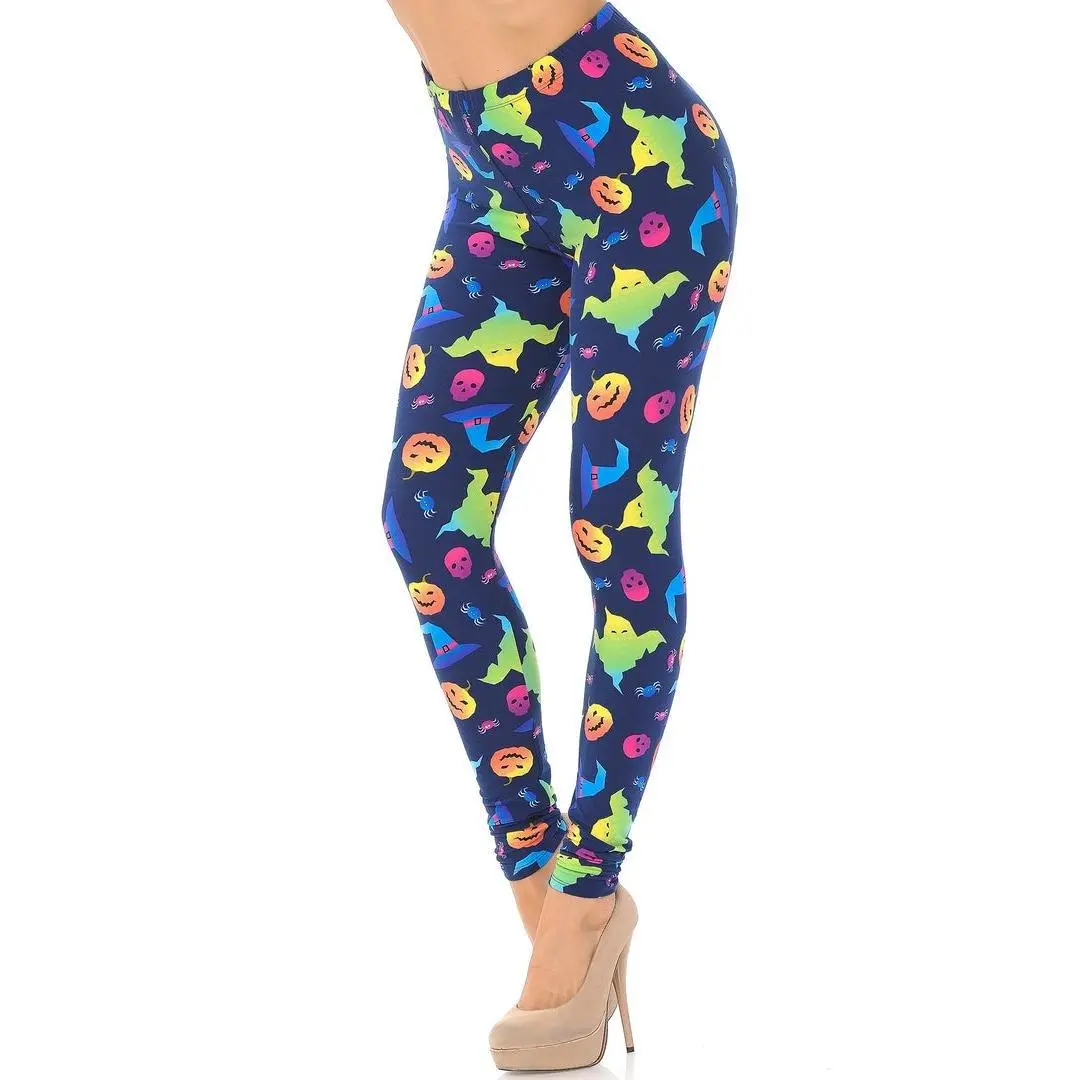 Buttery Smooth Ghostbusters Ghosts Halloween Leggings 92% Polyester 8% Spandex Ultra Comfortable All-Over Ghost Style Fits Sizes 0-10 Women's Athletic Bottoms