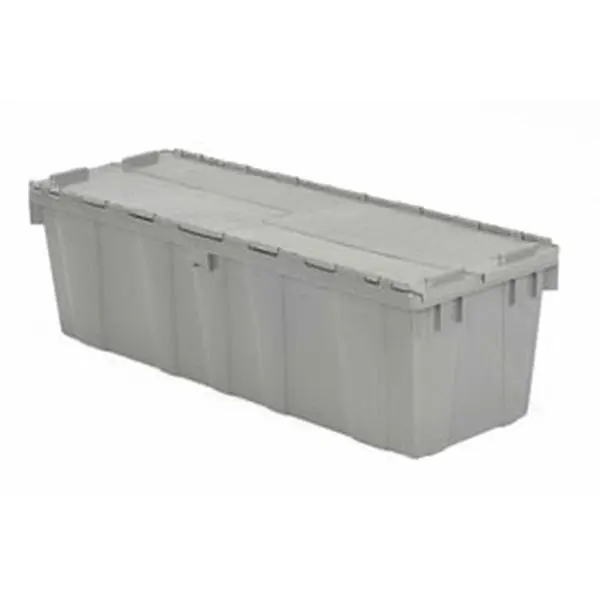 Lewis Bins FP32 Impact-Proof Rectangle Storage Bin with Lid - Containers with Attached Covers & Solid Metal Hinge Pin, 39x14x13 in Gray Box-Packed Home Organizer for Cut Storage