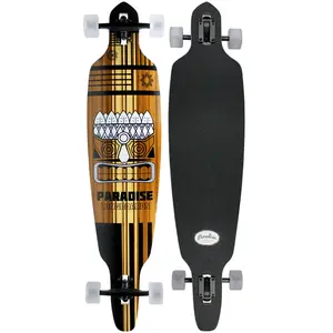 Paradise Longboard 9.5" x 44" Bamboo Tiki Face Drop Through Pintail