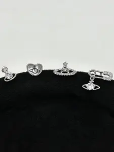 Women's Elegant Zircon Planet Stud Earrings Set, Creative High-End Design, Lightweight Luxury Vintage Style, All Season Fashion Jewelry