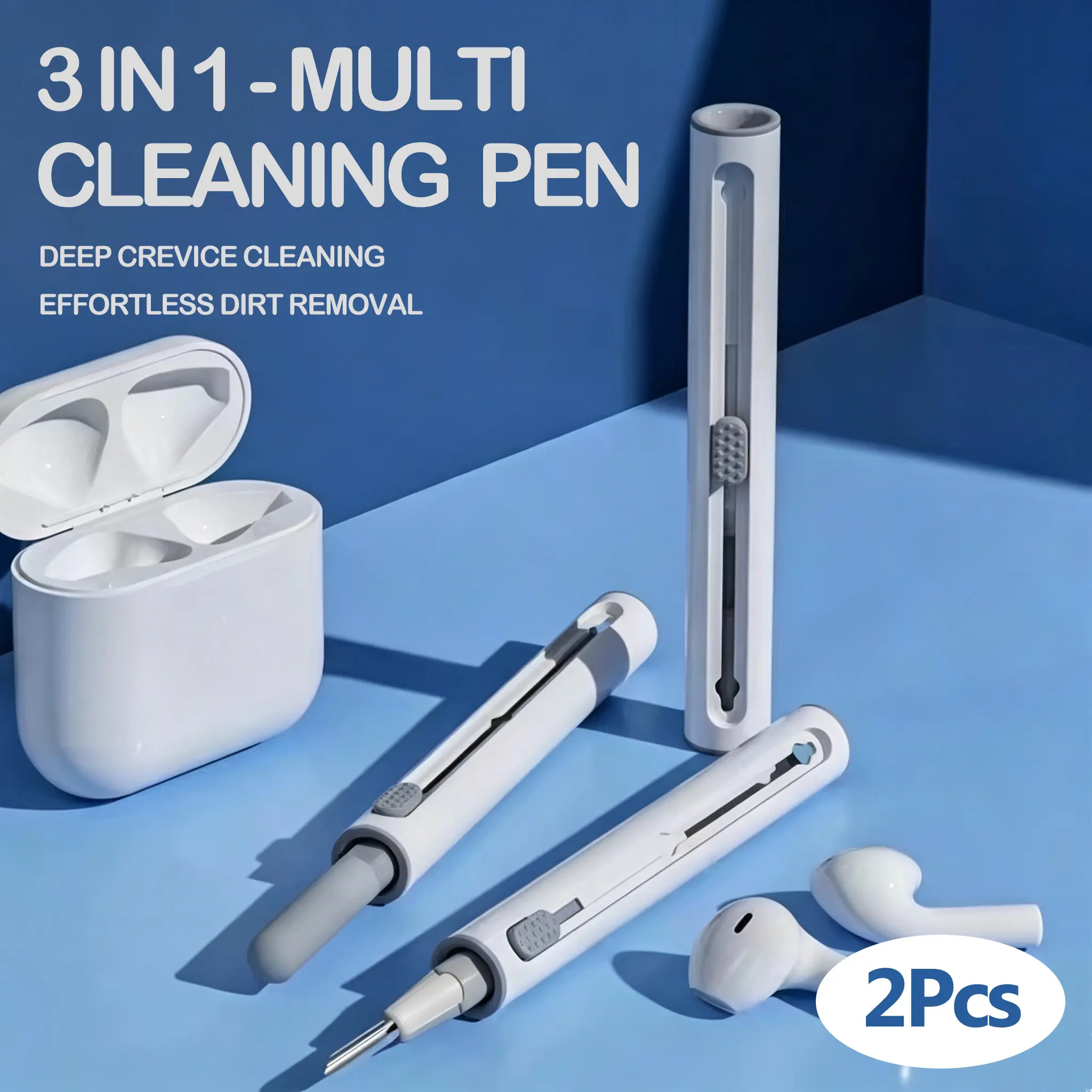 Multi Cleaning Pen（2Pcs），Charging Port Cleaner Kit, 3 in 1 Headphone Jack Cleaning Pen，Phone Speaker, Charging Port, Camera Lens & Smartwatch, Pocket-Sized Maintenance Tool