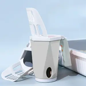 Integrated Cat Litter Scoop, with Detachable Waste Collector, Spill-Proof Litter Box Scooper, for Large & Multiple Cats, Large Capacity, Easy Sanitation, Easy to Clean