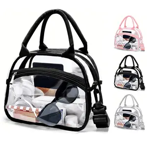 Transparent non insulated lunch bag with adjustable shoulder straps, suitable for work, picnic, travel, concerts, sports