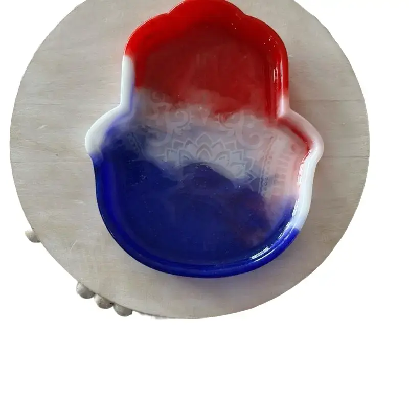 Hamsa Hand Decorative Tray Smudging Soap Dish Jewelry Trinket Dish Epoxy Resin  Versatile Use Murica