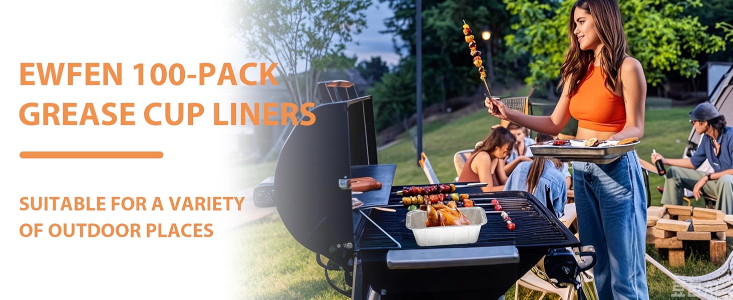 100 Pack Blackstone Griddle Accessories Grease Catcher Cup Liners, Aluminum Foil Drip Pan Disposable for 17" 22" 28" 36" Blackstone Griddle Drip Tray Holder Grill Rear Grease Cup Liners