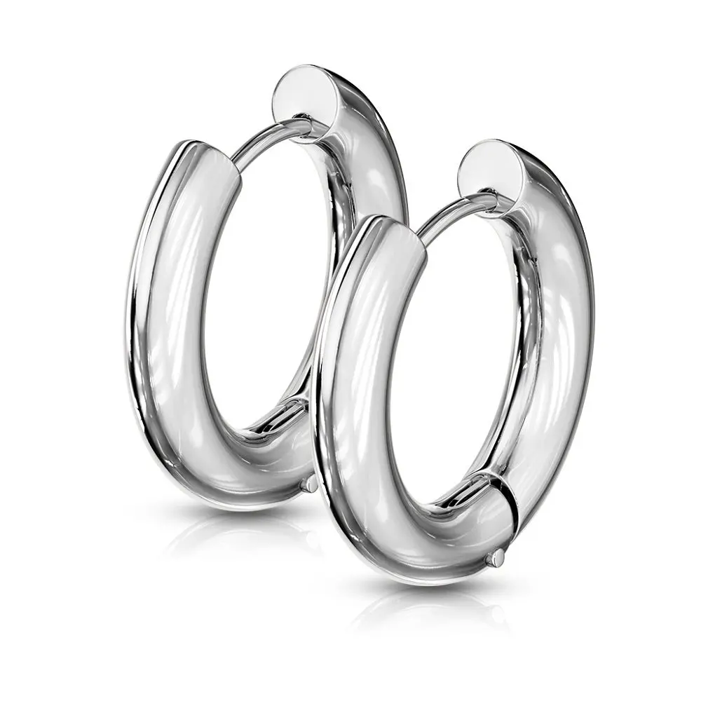 5mm Thick Round Hinged Hoop Earrings - 316L Stainless Steel 5mm Thick Round Hinged Hoop Earrings - 316L Stainless Steel