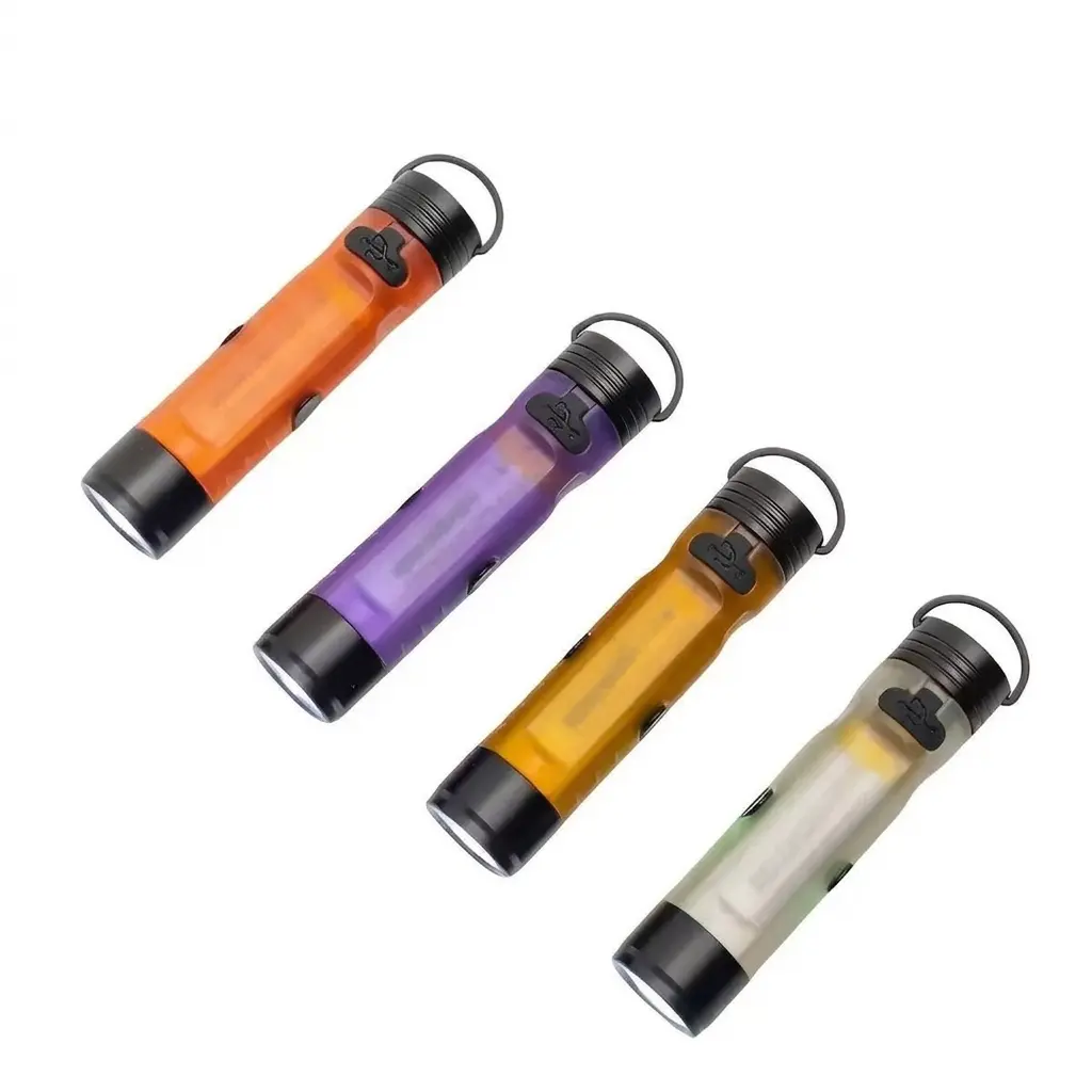 Clip-On Pocket-Sized Rechargeable EDC LED Flashlight - 300 Lumens, USB Type-C Interface, Keychain Design, Pocket Flashlight Torches for Hiking, Outdoors