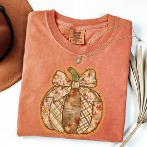 Comfort Colors Patchwork Pumpkin T-shirt, Pumpkin Season Outfits, Autumn Fall Tee, Thanksgiving Gift