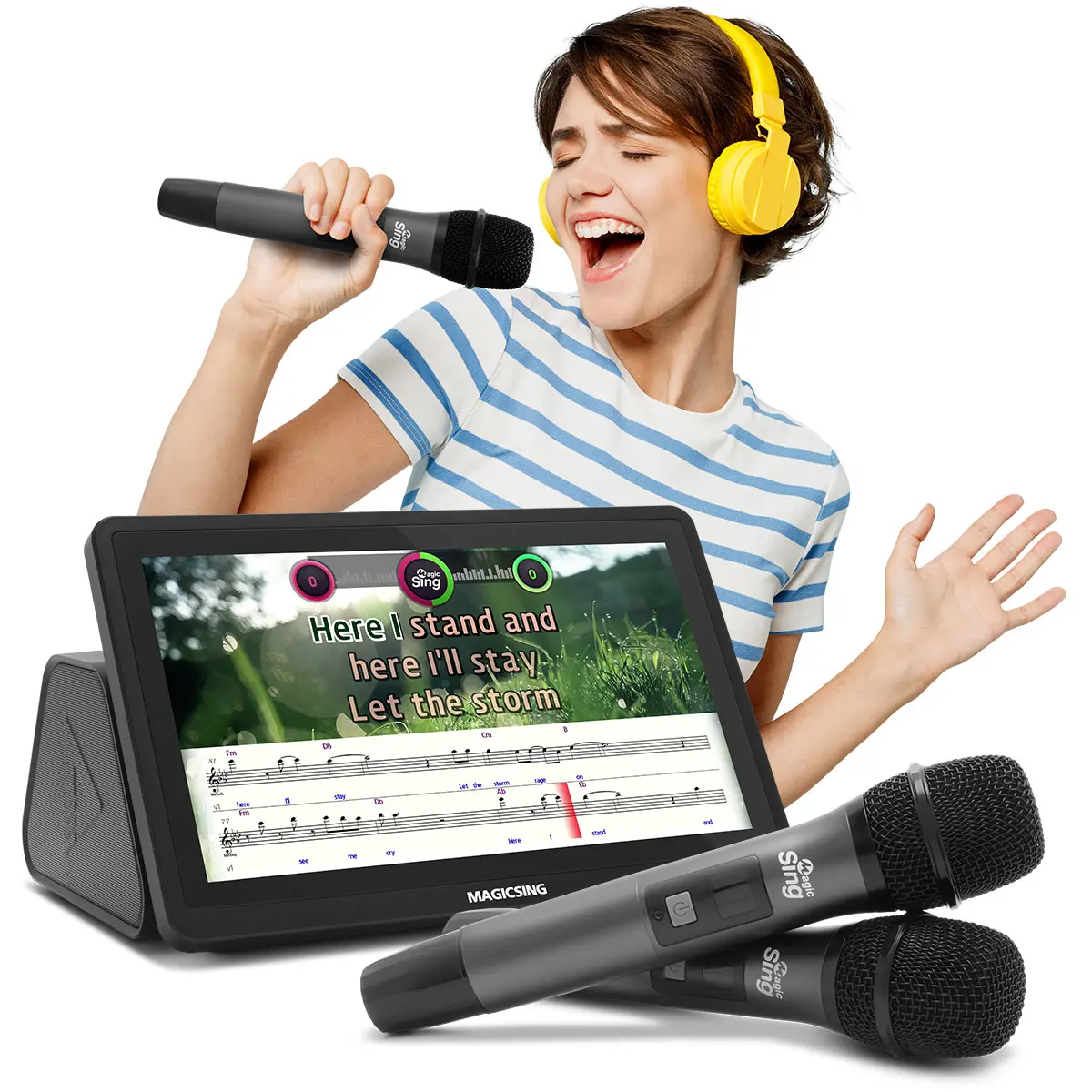 Magic Sing New All-in-One Magicsing Karaoke Machine – Wireless Microphones, Free Acess to All Songs w/ Updates, 11.5 Inches Touchscreen, Hi-Fi Audio