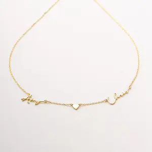 Personalized Double Name Necklace with Heart