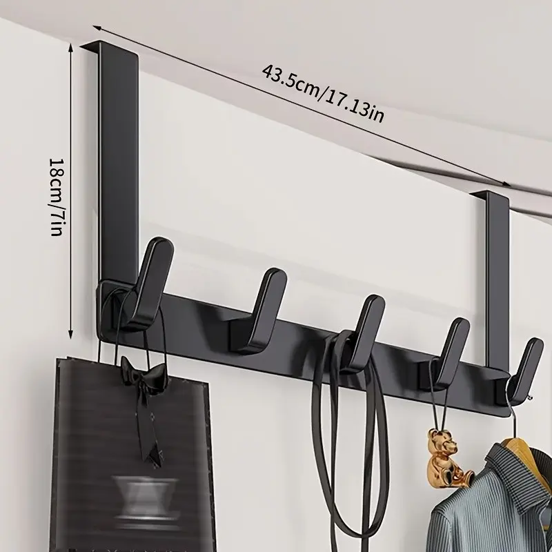 Door Back Hook Clothes Rack No Drilling Wall Mounted Sturdy Hanging Design Storage Kitchen Entryway Traceless Coat Bag Hanger, Door Hanging Organizer, Home Organizer Hook, Storage Hooks, Door Hooks For Hanging