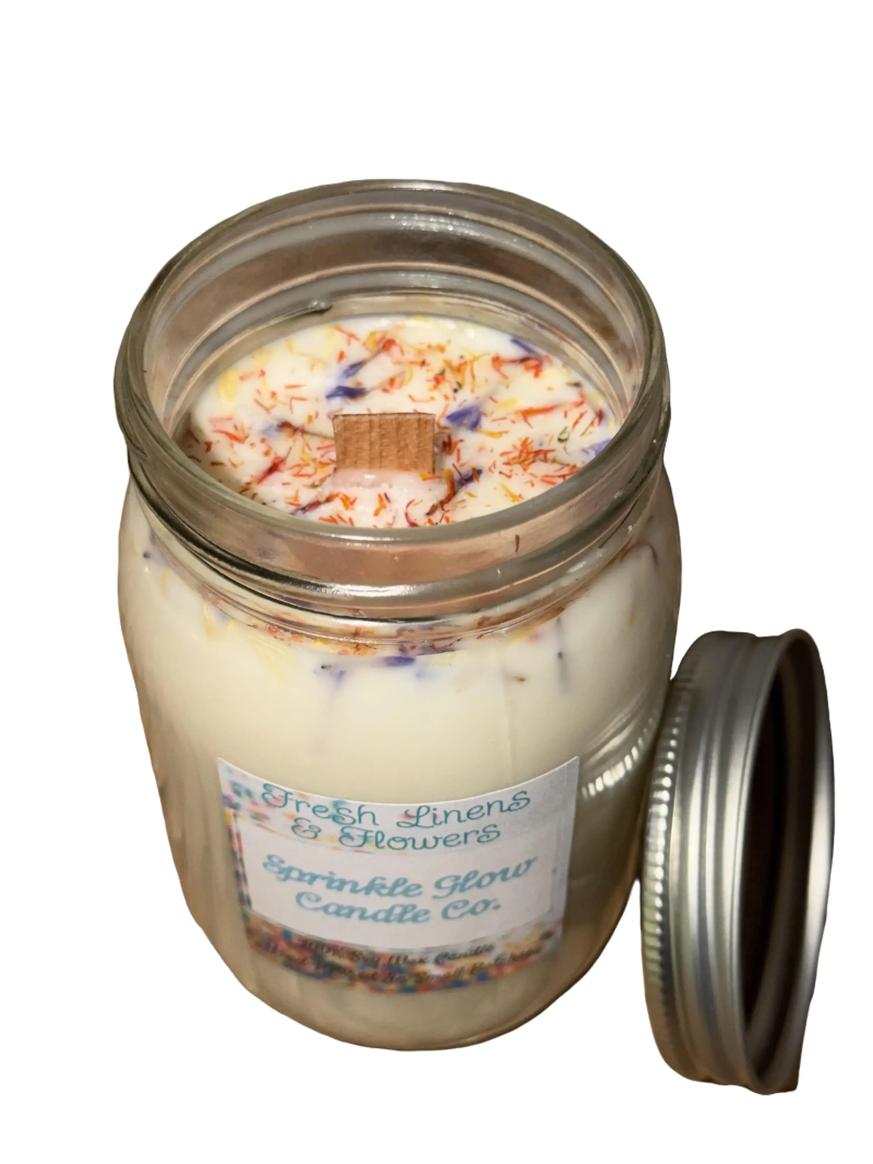 Fresh Linens & Flowers Soy Candle 13oz , Odor Eliminator, Clean Scent, Natural