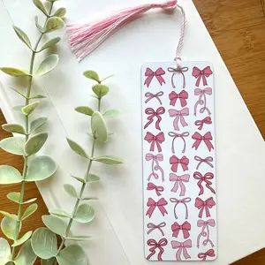 Pink Bow Bookmark, Coquette Bookmark, Gift for Reader, Bookish Merch