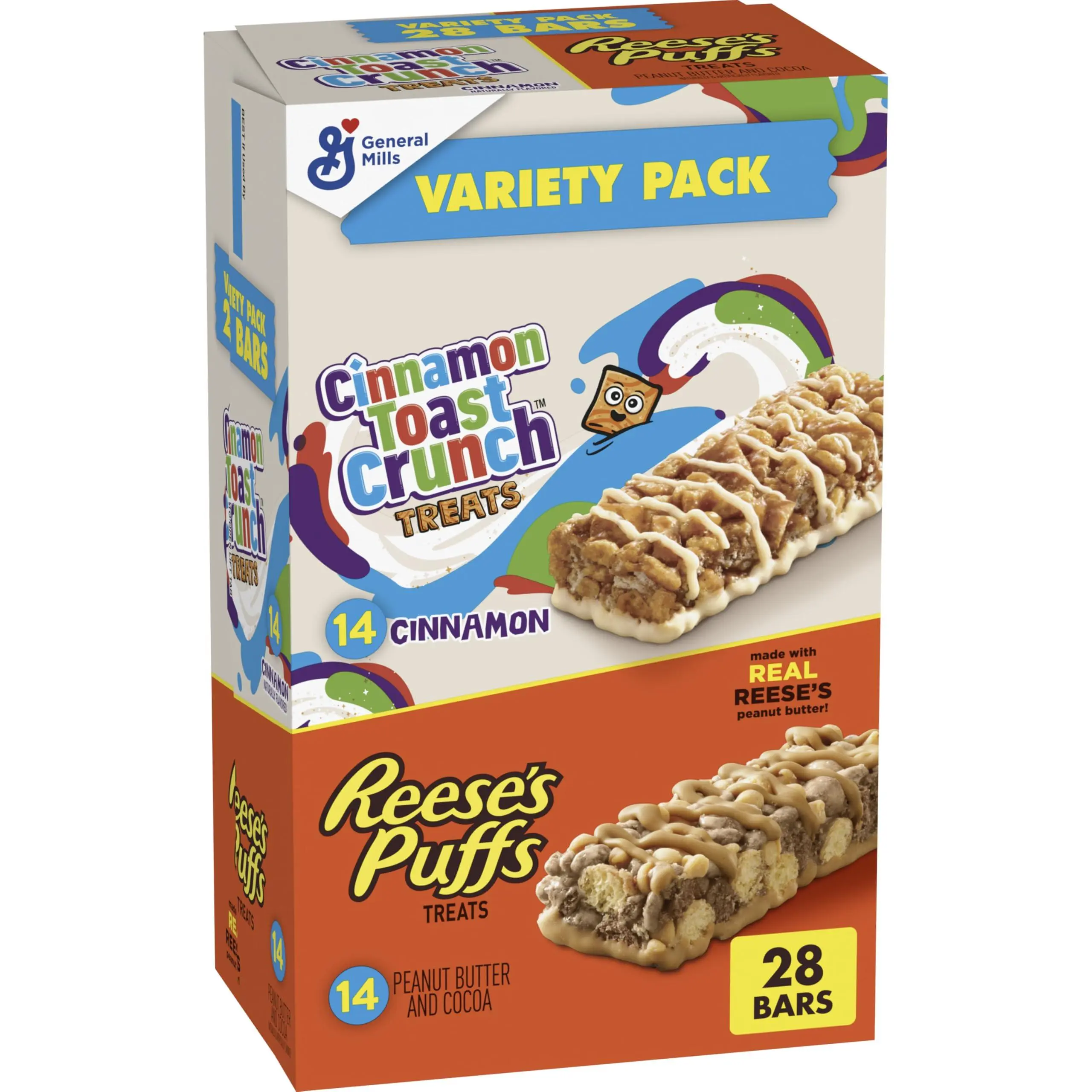Cinnamon Toast Crunch and REESE'S PUFFS Cereal Treat Bars, Snack Bars, Value Pack, 28 Ct, 23.8 oz, 23.8Oz, 28 Bars