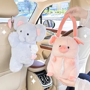 Plush Animal Paper Towel Holder Cover, Soft Plush Stand for Car Home Decor, Bathroom Vanity Bedside Table Office Desk Decoration
