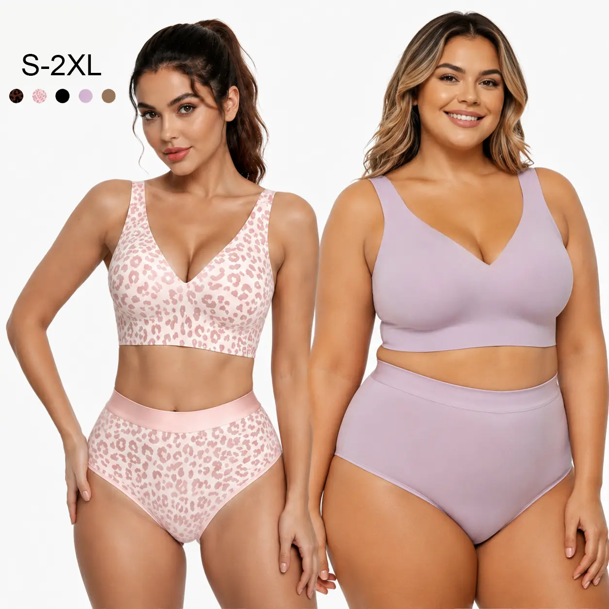 Women's push-up bras, comfortable wireless bras, seamless bralettes, full-cup deep-V leopard-print bras, everyday bras, women's gel bras, wireless bras with support and lift, full-cup plus-size bras
