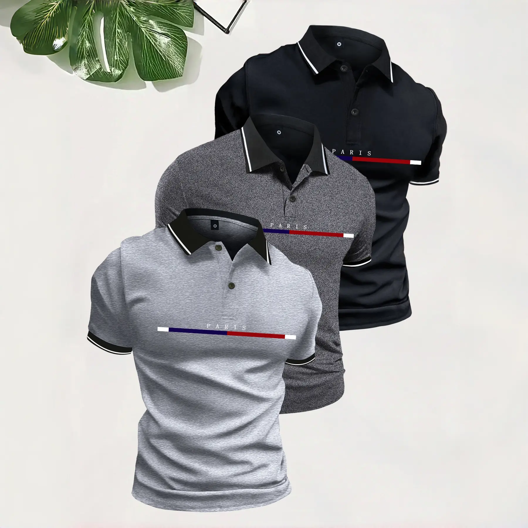 Light gray + dark gray + black