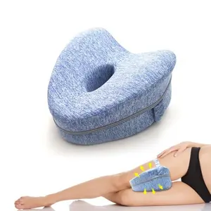 Leg Positioner Pillow, Revoget Ergonomic Memory Foam Knee Pillow with Strap for Side Sleepers, Leg Support Cushion with Removable Washable Cover