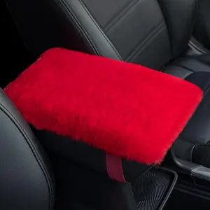 SEG Direct Auto Center Console Cover, Furry Car Armrest Cover, Soft Fluffy Middle Console Pad, Car Armrest Seat Box Cover for Women Men, Universal Fit for Most Vehicle, SUV, Truck, Car (Red)