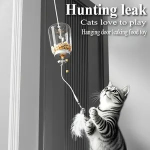 Interactive Cat Treat Dispenser Toy, Adjustable Length Slow Feeder, Keeps Cats Busy & Mentally Stimulated, Random Color, No Batteries Needed