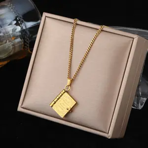 Vintage Openable Locket Necklace - Gold-Tone Stainless Steel, Sentimental Couple Photo Pendant, Aesthetic Keepsake Jewelry For Her