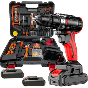 98-piece tool set, including electric drill, cordless impact drill tool kit, household power tool drill set, equipped with battery and charger, suitable for home tool sets