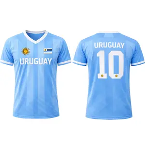 Custom Number Uruguay Soccer Jersey, Uruguay Football Shirt, Black Uruguay Fan Jersey, Soccer Jersey Front Back Design