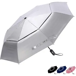 UPF 50+ UV Protection Travel Umbrella 42/46 Inch Windproof Silver Coating Sun Blocking Umbrella