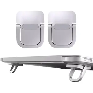 2Pcs Self-Adhesive Keyboard Stand for Desk, Adjustable Laptop Stand Riser Feet, Aluminum Portable Laptop Kickstand Aluminum Stable for MacBook, 10-18" Laptop, iPad(Silver)