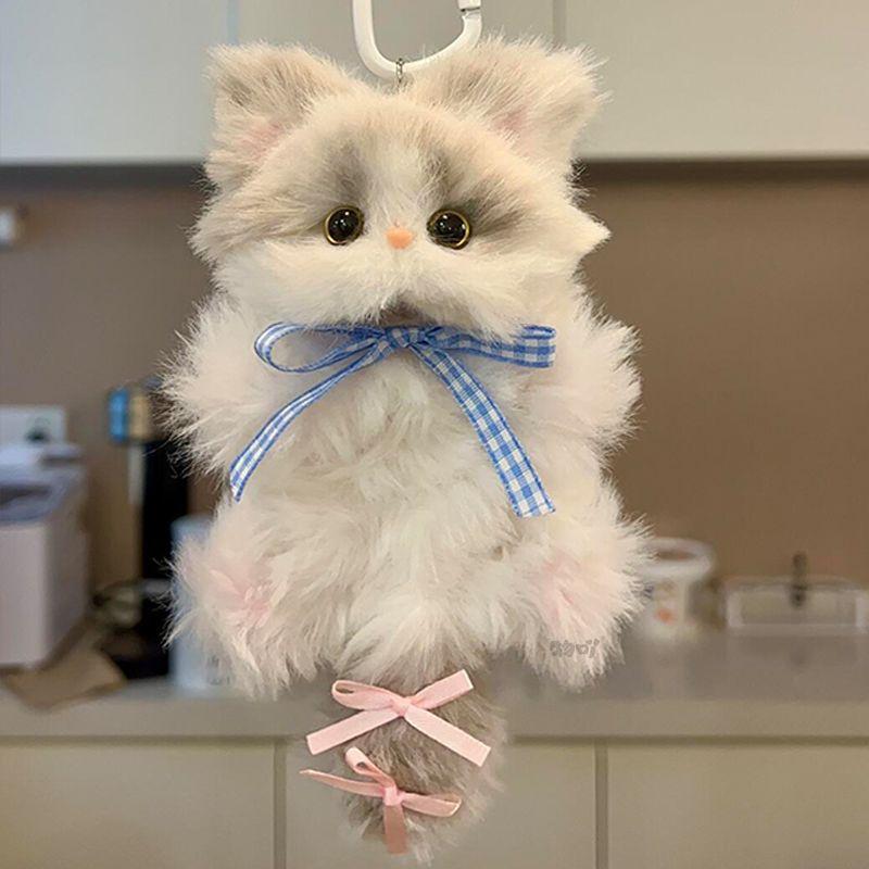 DIY Gothic Black Cat & Cute White Cat Keychain Craft Kit — Complete Handmade DIY Material Pack, featuring soft plush fabric; create adorable plush charms, Halloween Gifts, birthday gifts, Plush Bag Tag , Kawaii Car Keychains.